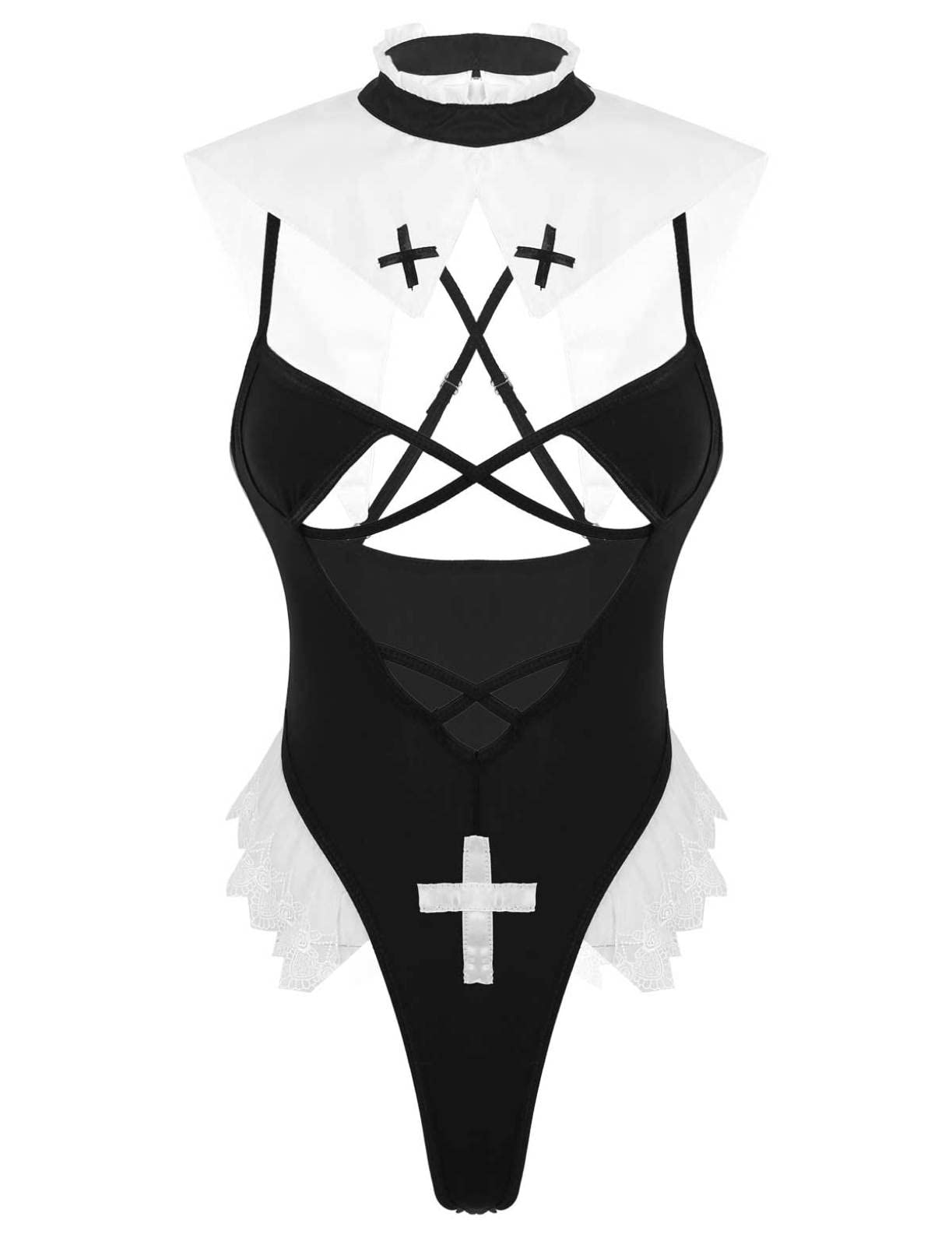 Lace Nun Cosplay Costume Bodysuit Set