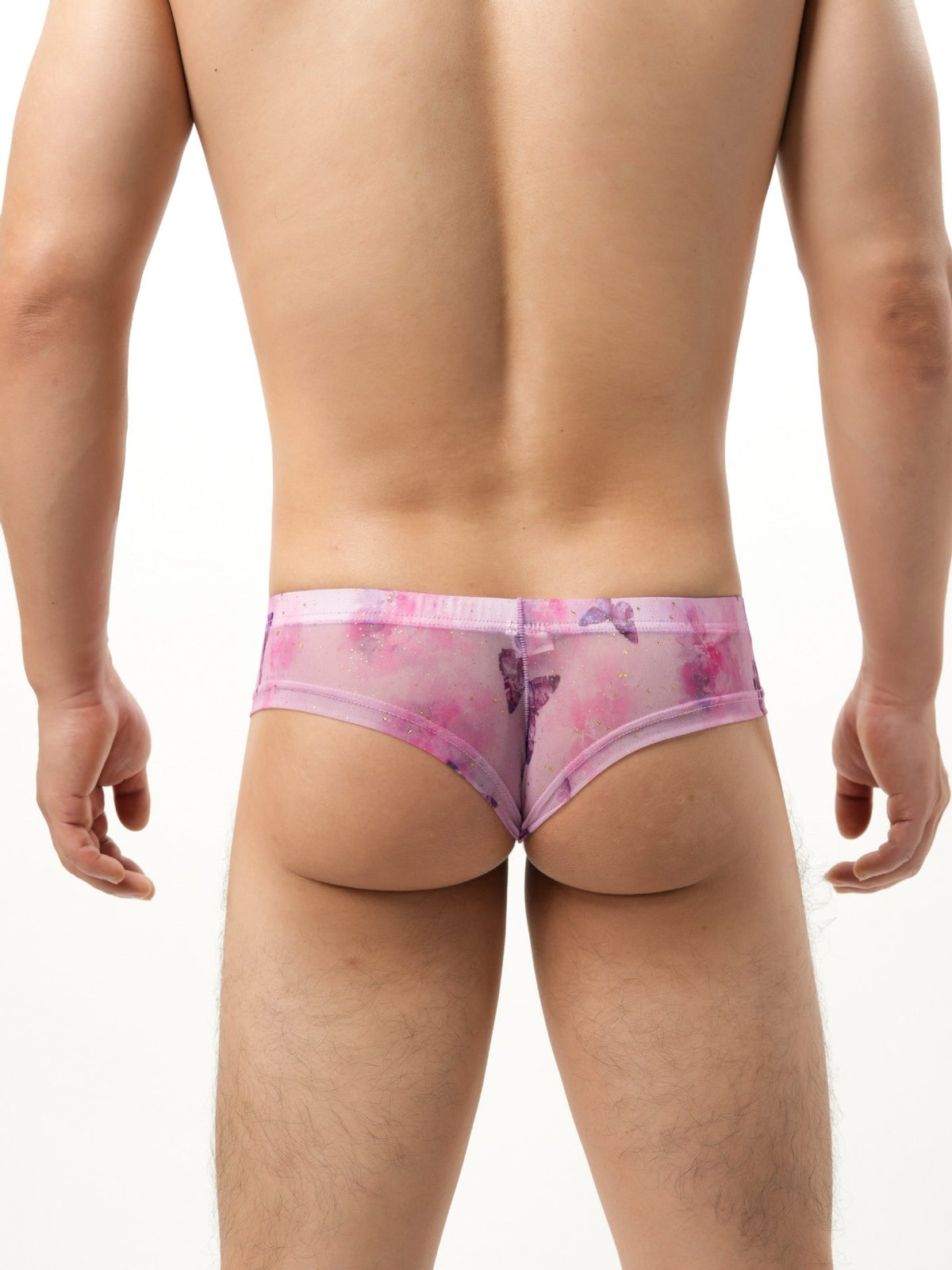 Men's Printed Bikini Briefs Pouch Low Rise Ice Silk Sheer Underwear