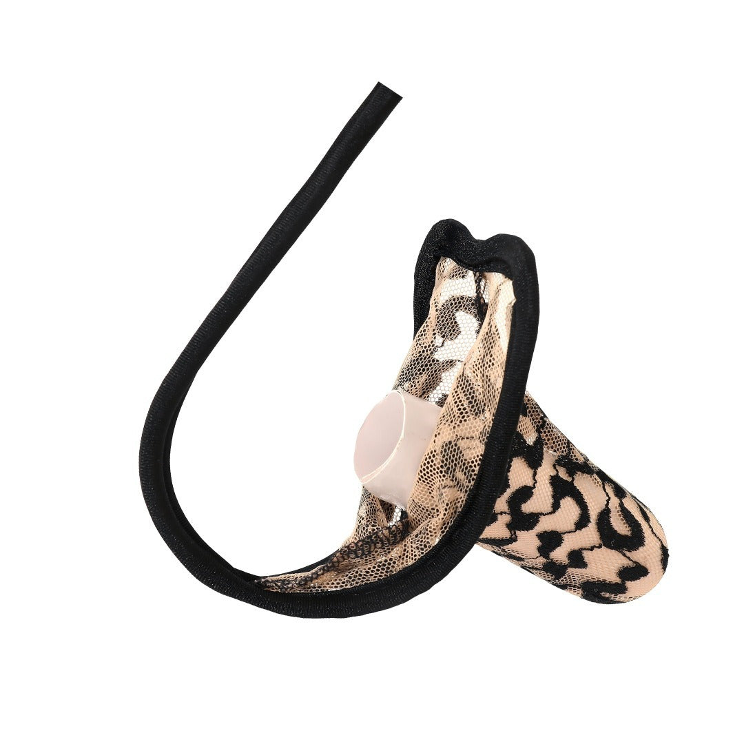 Men's Lace Tiger Print Thong Pouch Low Rise Sexy Underwear