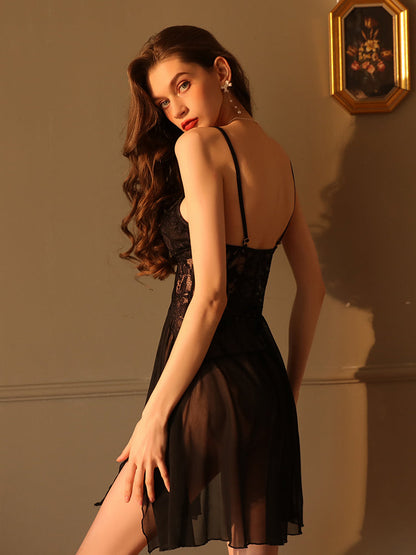 Floral Lace Babydoll Sexy Nightgown