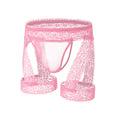 Men's Lace Tirm Bulge Pouch G-String Underwear with Garter