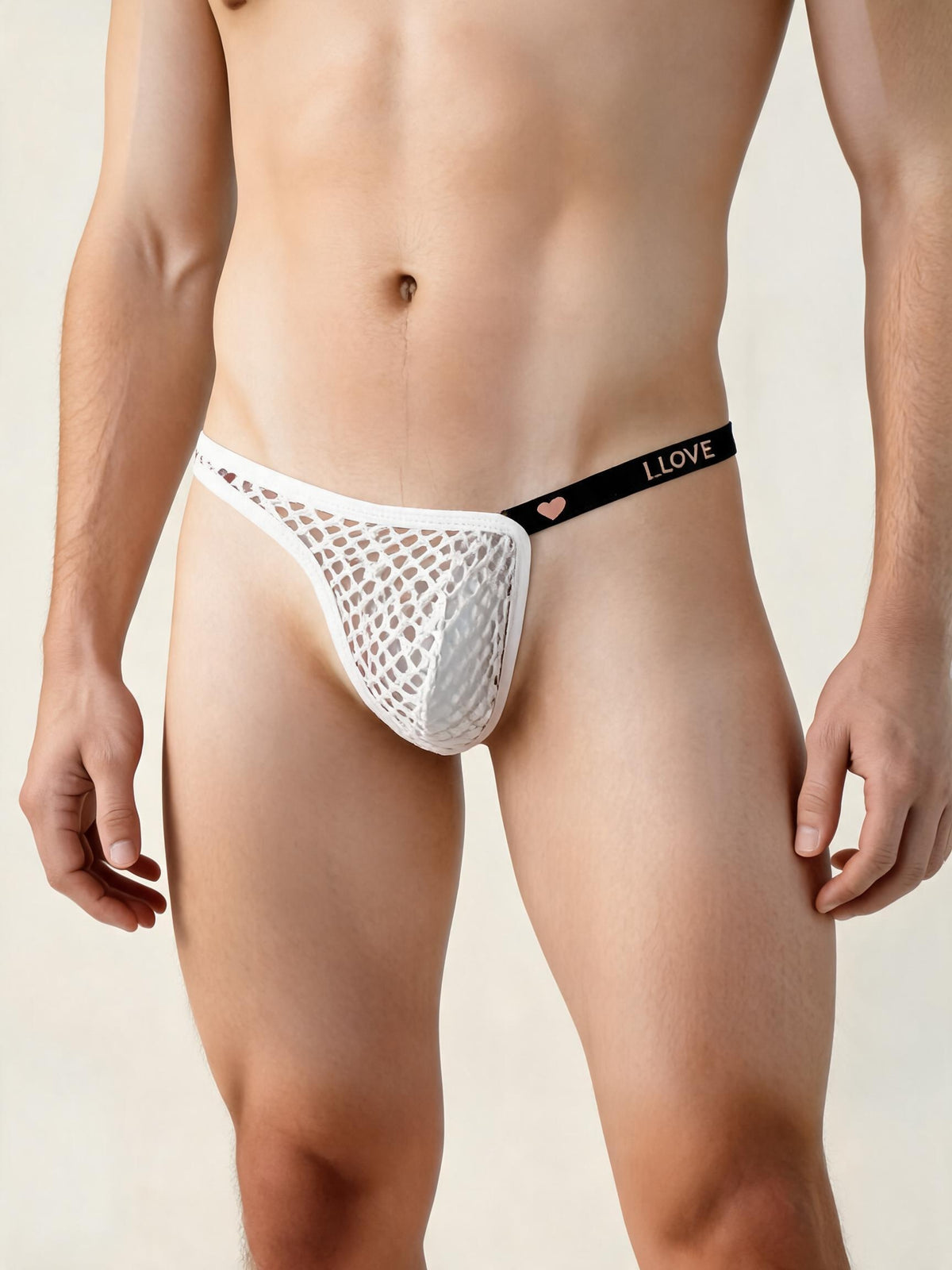 Men's Neon Fishnet Thong Pouch Low Rise Sheer Mesh Underwear