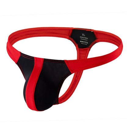 Men's Patchwork Thong U Pouch Low Rise Bikini Briefs