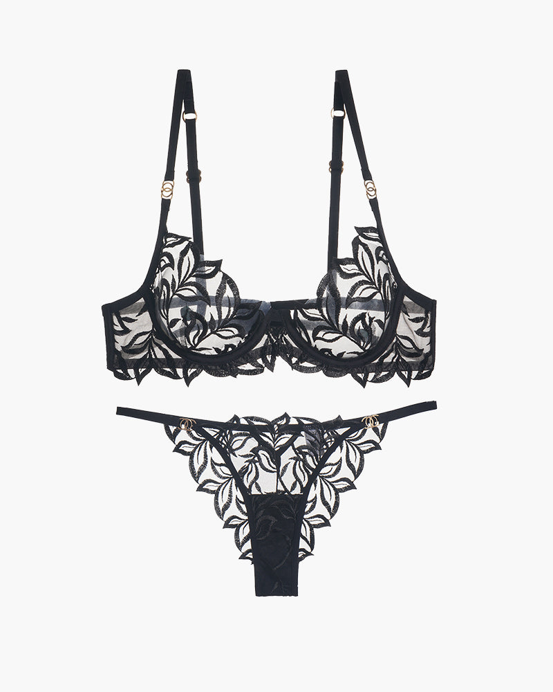 Embroidered Lace Bra and Panty 2 Sets