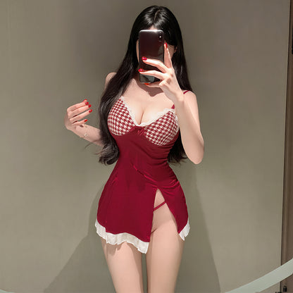 Red Plaid Satin Lingerie