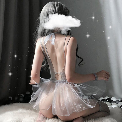 Gray See-through Free Hot Maid Hollow out Fishnet Clothes