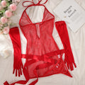 Lace Halter Neck Tie Heart-shaped Underwire Erotic Lingerie Set