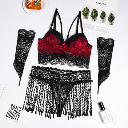 Sexy Lingerie Plus Size Lace Tassel Pajamas Temptation Sexy Uniform Set