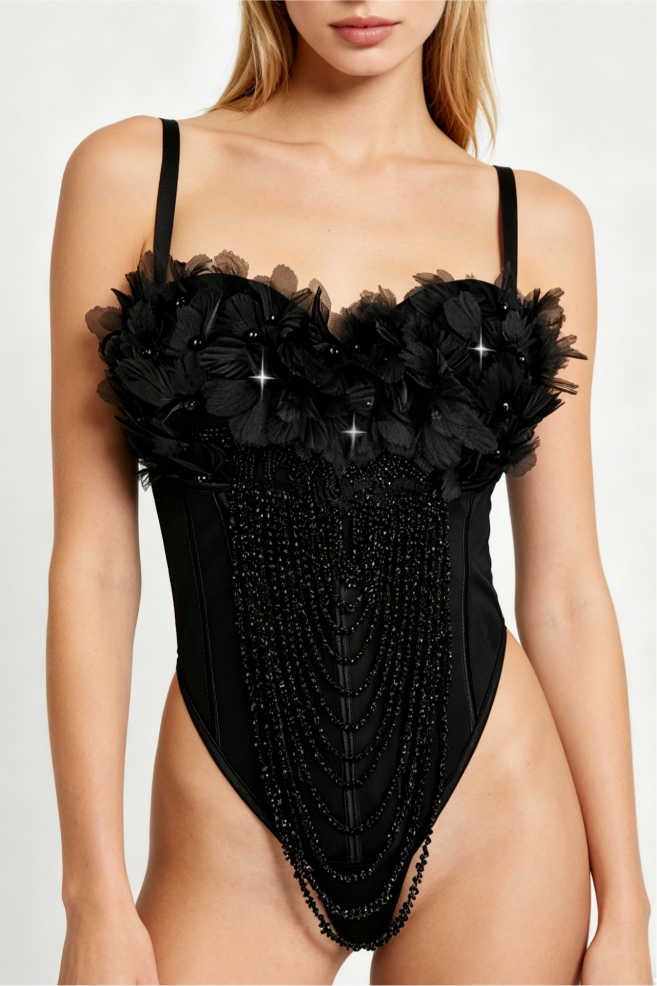Handmade Flower Tassel Backless Sling Corset