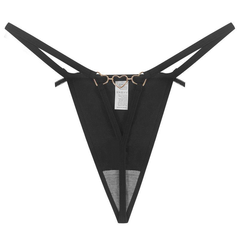Sexy Love Heart Chain Bowknot Low Waist Seamless Women's Thong
