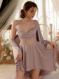 Irregular Hem Sexy Sheer Nightgown Robe