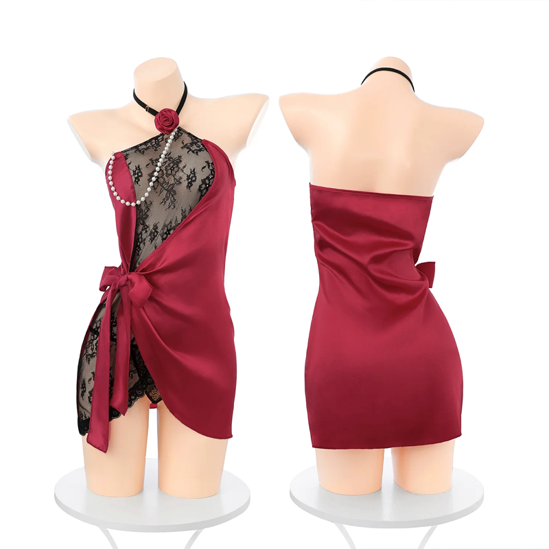 Rose Suspenders Lace Sheer Dress