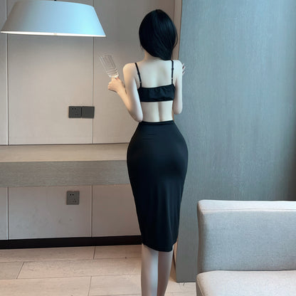 Spaghetti Strap Deep Plunging Cutout Bodycon Dress