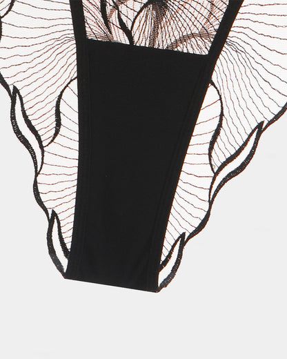 Ruffle Shoulder Strap Bra and Panty Set