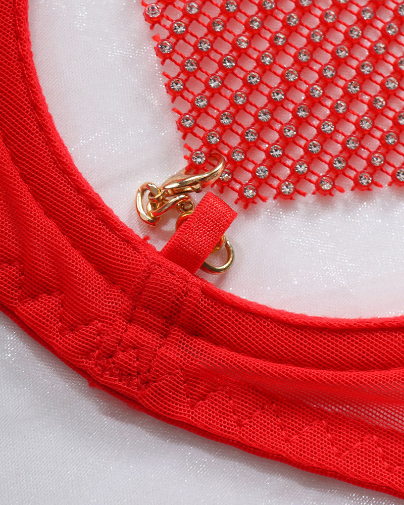 Love Heart Chain Mesh 5PCS Lingerie Set