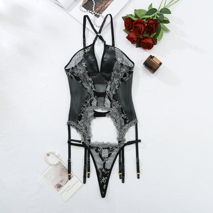 Mesh Temptation Body Shaping Gathered Sexy Hollow Underwear Two Piece Set