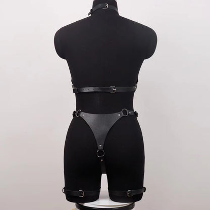 Leather Harness Bodysuit O-Ring Cutout Strappy Lingerie