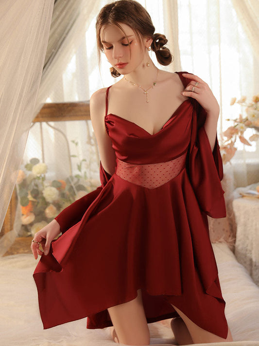 Irregular Hem Sexy Sheer Nightgown Robe