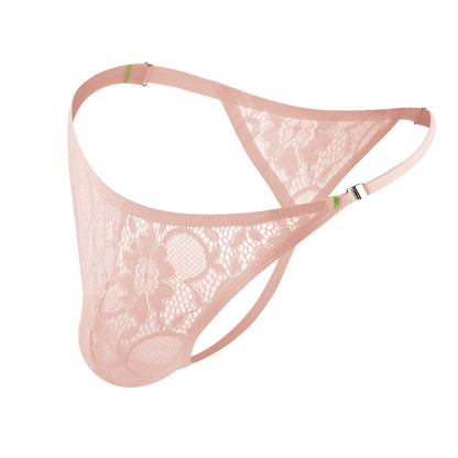 Sexy Hollow See-through Lace Thong Side Button Style For Men