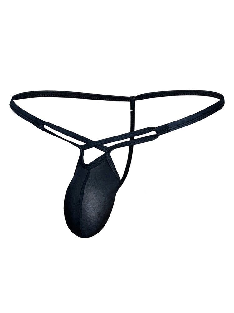 Men's Glossy Thong Pouch Low Rise Sexy Underwear