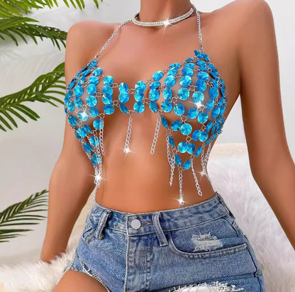 Handmade Sapphire Hollow Camisole