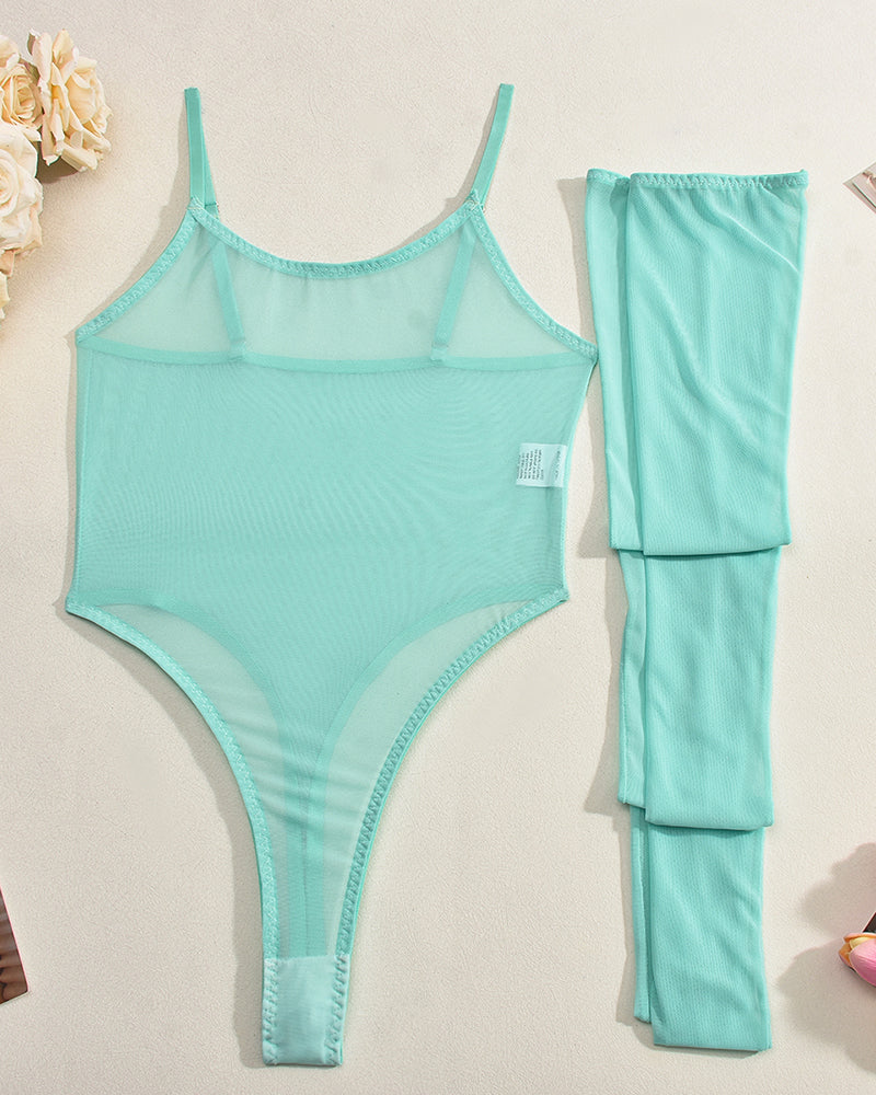 Mesh Sheer Bodysuits with Stockings