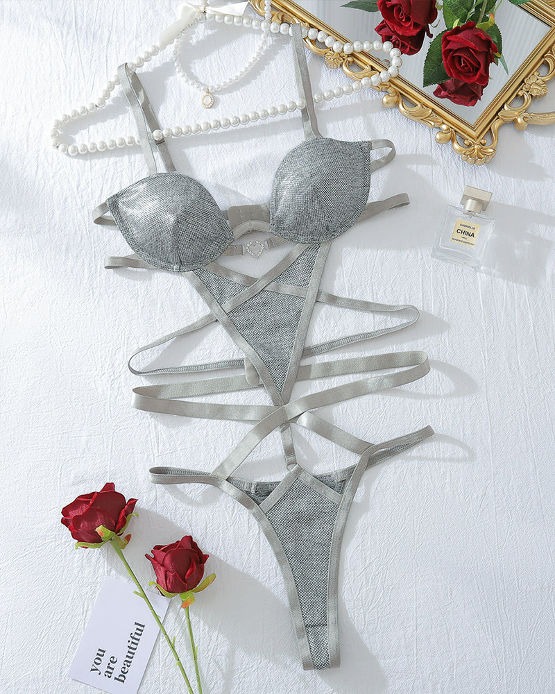 Watch Me Sparkle Strappy Teddy Bodysuit