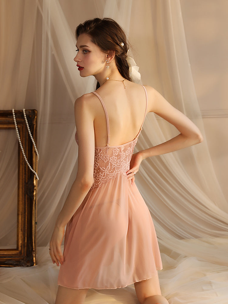 Floral Lace Babydoll Sexy Nightgown
