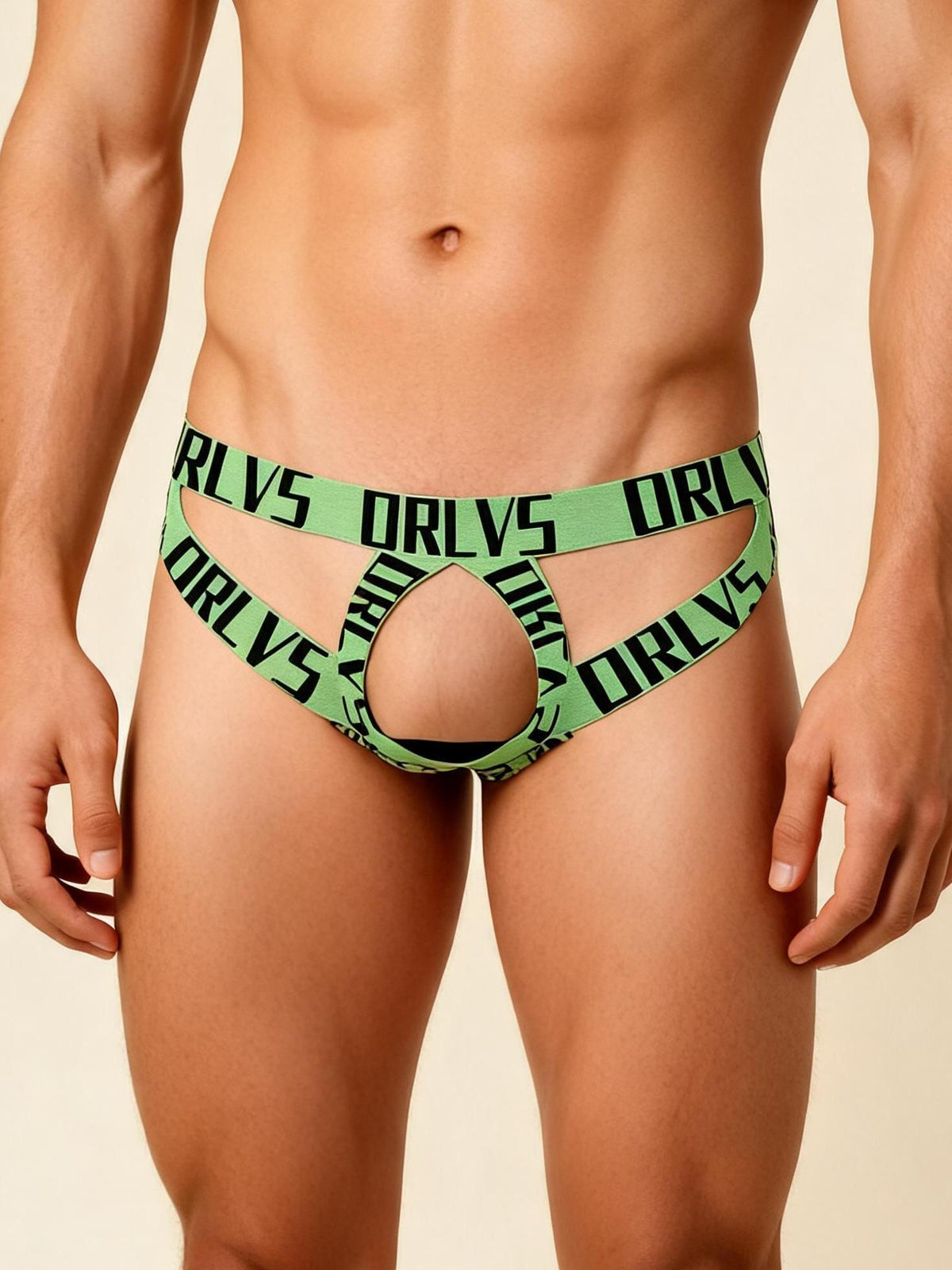 Men's ORLVS Logo Print Thong Pouch Low Rise Sexy Underwear