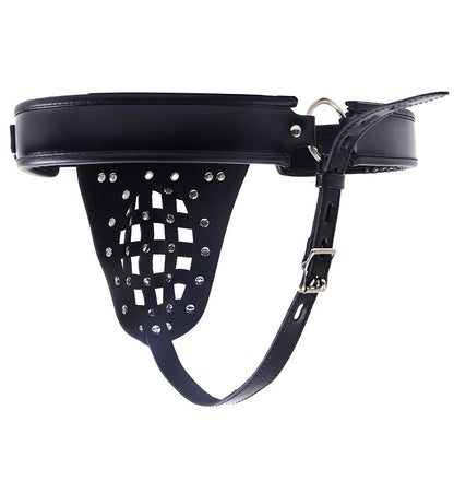 Men's Leather Chastity Belt with Timer Lock Bondage Gear