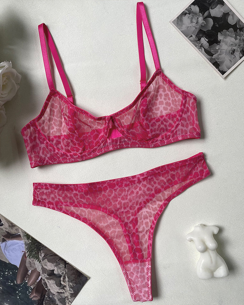 Mesh Sheer Push Up Lingerie Set