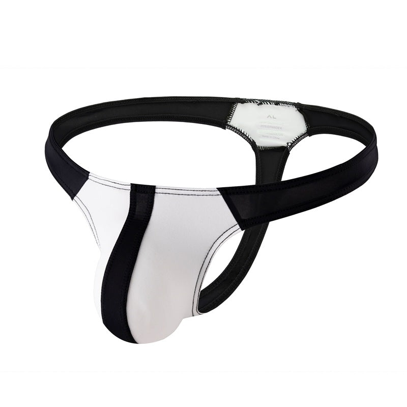 Men's Patchwork Thong U Pouch Low Rise Bikini Briefs