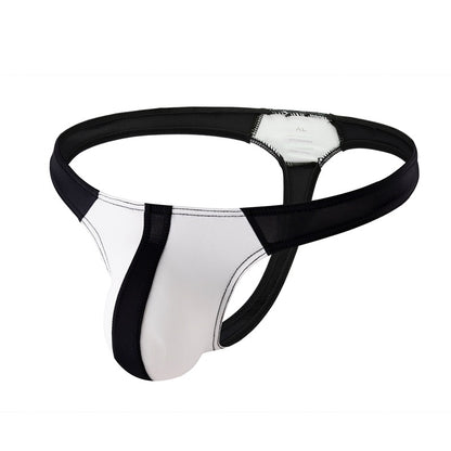 Men's Patchwork Thong U Pouch Low Rise Bikini Briefs