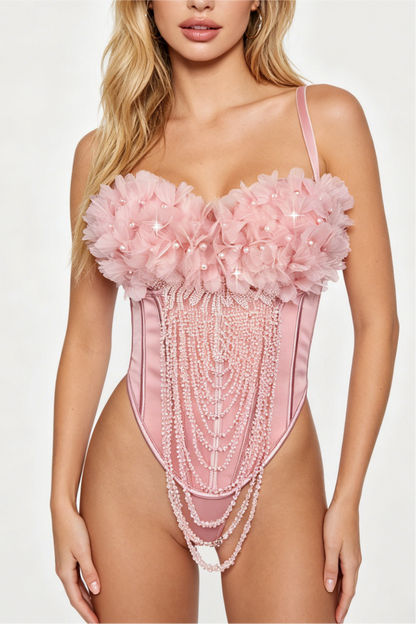 Handmade Flower Tassel Backless Sling Corset