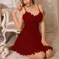 Lace Deep V Bow Side Slit Slim Fit Slip Nightdress