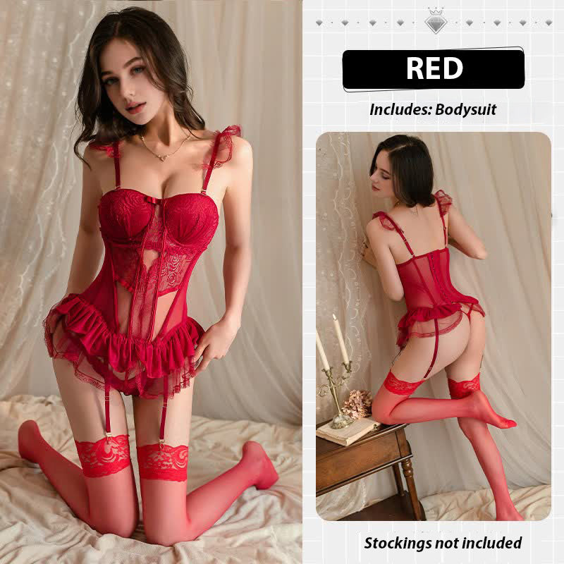 Lace Chest Pad Corset Set