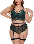 Hollow-Out See-Through Three-Point Garter Belt Plus-Size Erotic Lingerie Sexy Tempting Lace