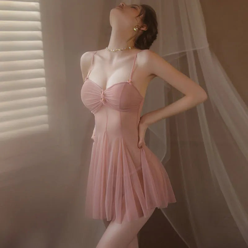 Lace Pure Desire Style Thin Mesh Sling Nightgown