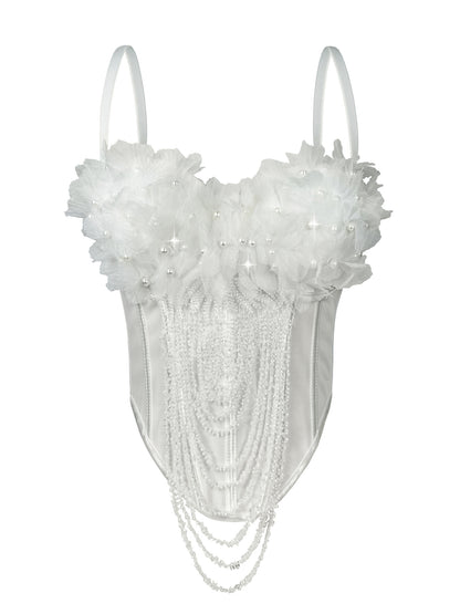 Handmade Flower Tassel Backless Sling Corset