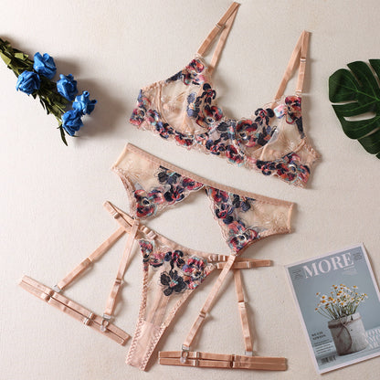 Sexy Sister Style Four-Piece Set See-Through Push-Up Bra Erotic Lingerie
