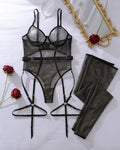 Hollow Fishnet Bodysuit with Stockings