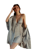 Lace Dress with Cross Front Closure Sleepwear Nightgown Robe