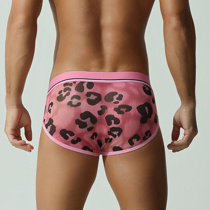 Men's Leopard Print Briefs Waistband Contour Pouch Soft Stretch Underwear