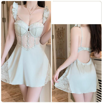 Push up Seduction Net Deep V Large Size Braces Night Skirt