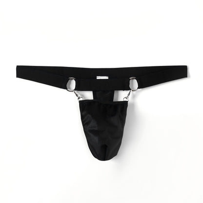 Men's Thong Pouch Low Rise Sexy Underwear with Metal Rings