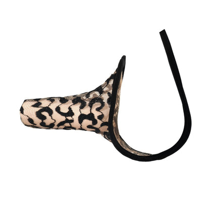 Men's Lace Tiger Print Thong Pouch Low Rise Sexy Underwear