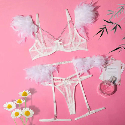 Four - piece Lace Splicing Chain Sexy Slimming Lingerie