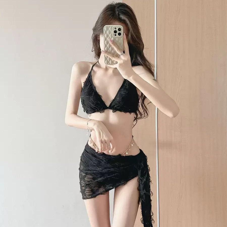 Lace Bralette and Wrap Skirt Set