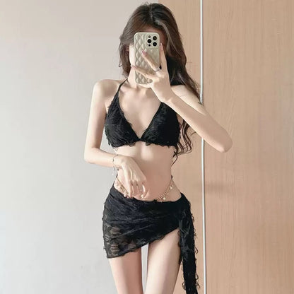 Lace Bralette and Wrap Skirt Set