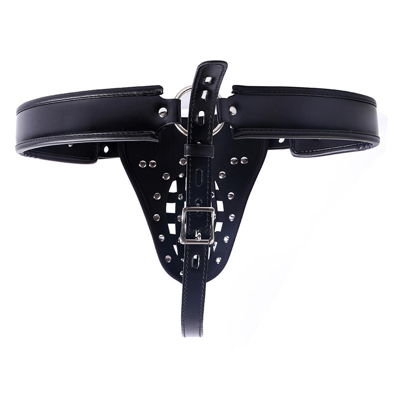 Men's Leather Chastity Belt with Timer Lock Bondage Gear
